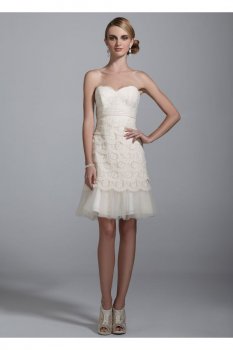 Sweetheart Lace Dress with Peek-A-Boo Hemline Style 875574
