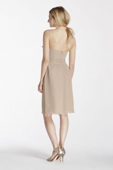 Short Crinkle Chiffon Dress with Ruffles Style W10849