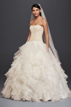 Organza Ruffle Skirt Wedding Dress Style CWG568