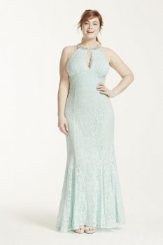 Stone Encrusted Neckline Fit and Flare Gown Style 11994W