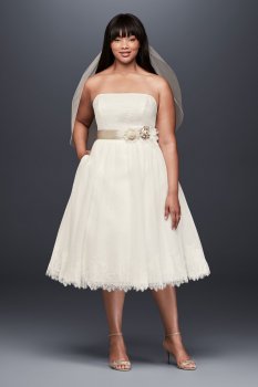 Strapless Short Above Knee 9WG3858 Style Wedding Dress with Side Pockets