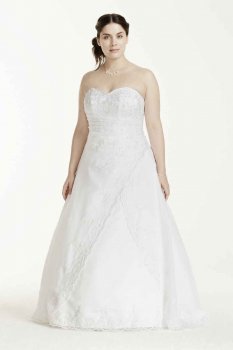 Beaded Lace Side Drape with Satin Split Front Style 9E9351