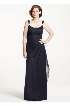 Long Sheer Matte Jersey Dress with Shawl Style XS6119