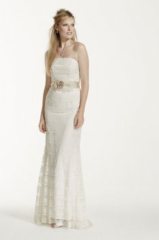 Lace Sheath Wedding Dress with Godet Inserts Style VW9340
