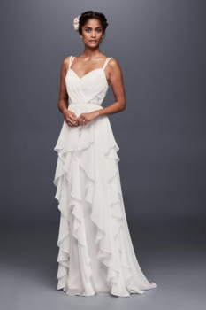 Lace Back WG3824 Style Ruffled Chiffon Wedding Dress with Double Spaghetti Straps