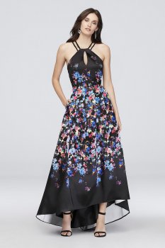 Floral Printed Halter Dress with Lace-Up Back 12512
