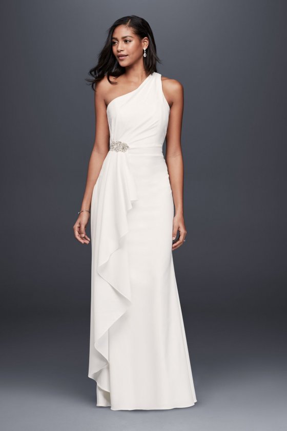 Elegant One Shoulder Long SDWG0463DB Style Sheath Dress