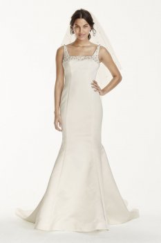Satin Mermaid Gown with Beaded Square Neckline Style JS3778