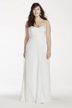 Plus Size Crinkle Chiffon Long Strapless 9WG3746 Wedding Dress