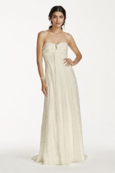 Strapless Aline Gown with Empire Waist and Brooch Style OP1251