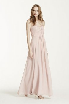 Sheer Long Chiffon Dress with Sweetheart Neckline Style F14867