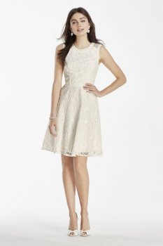 Short Lace Dress with Illusion Back Detail Style 182939K