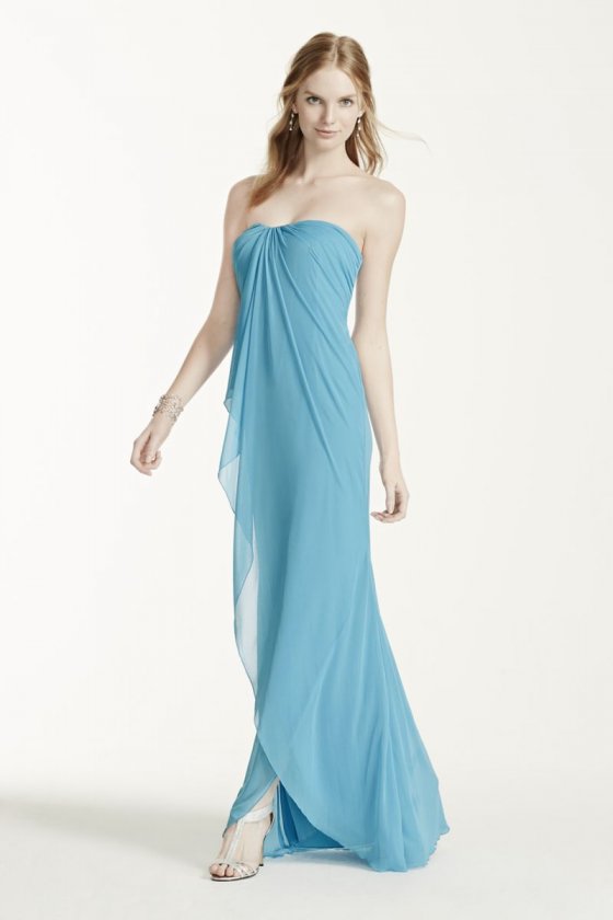 Long Strapless Mesh Dress Style W10484