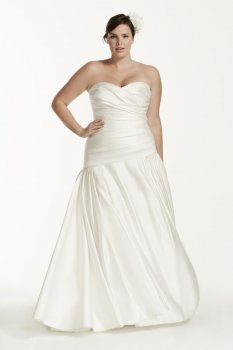 Strapless Satin A Line Gown with Ruched Bodice Style 9MB3651