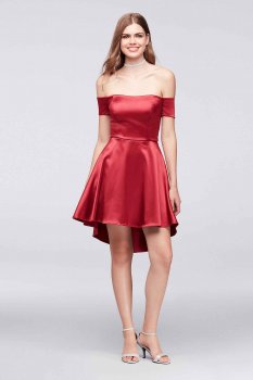 Sexy Off the Shoulder 9539MB8P Style Short Stretch Satin Homecoming Gown