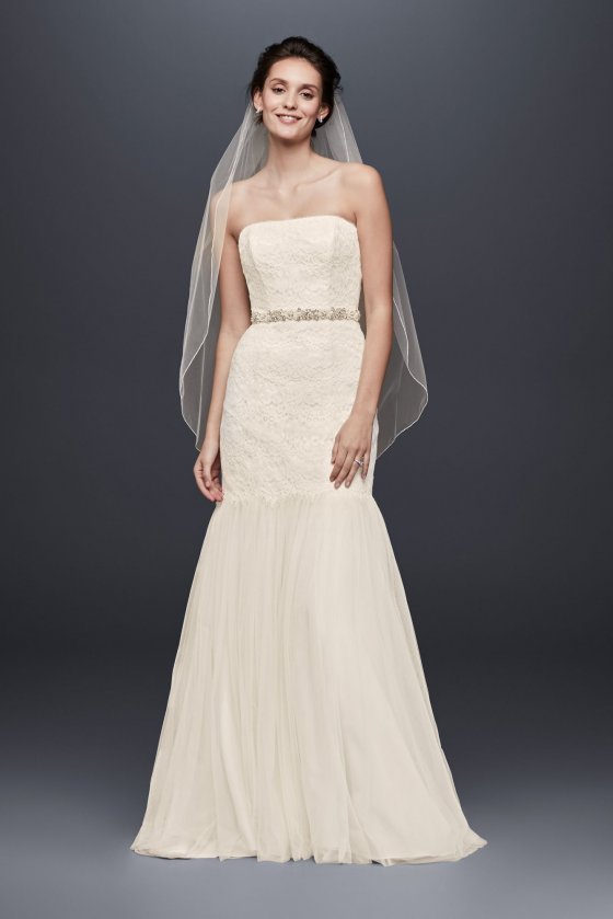 Strapless Lace Trumpet with Tulle Skirt Style KP3765