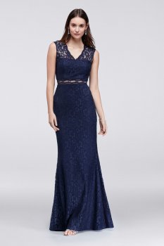 New Arriving Long Cap-Sleeve Lace Mermaid Dress with Illusion Waist Style WBM1231