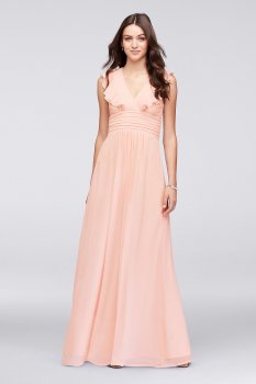 New Coming Elegant Long A-line 263613 Style Bridesmaid Dress with Flutter Sleeves and Open Back