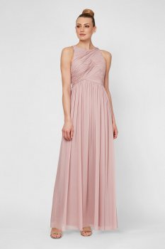 Sleeveless High-Neck Ruched Chiffon Gown 7156114