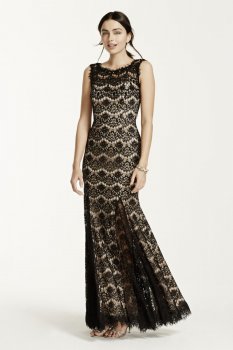 Sleeveless Allover Lace Dress with Beaded Neck Style A15432