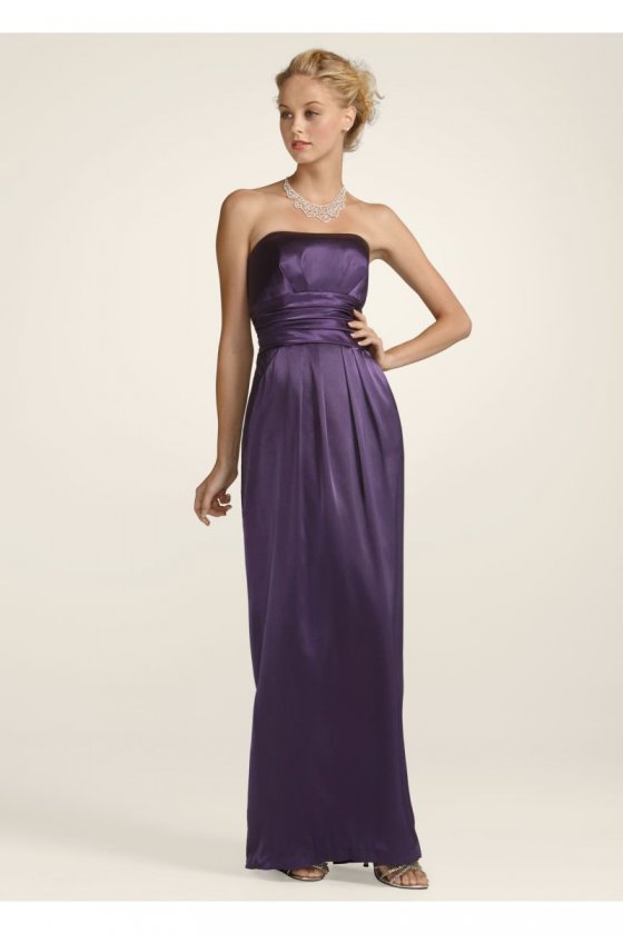 Strapless Slim Charmeuse Gown with Ruched Waist Style F14227