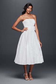 Tea-Length Drop Waist Lace Wedding Dress OP1284