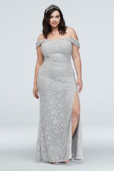 Plus Size Off the Shoulder Long Lace Dress 3622BE4W