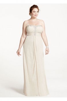 Strapless Glitter Jersey Dress with Shirred Bodice Style 55972W