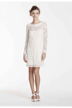 Long Sleeve Short Lace Gown with Pearl Beading Style KP3702
