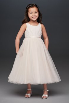 Pleated Ball Gown Flower Girl Dress with Back Bow CR1403