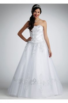 No Train Tulle Ball Gown with Satin Bodice Style NTWG9927
