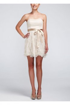 Strapless Glitter Mesh Dress with Ruffled Skirt Style D477040J
