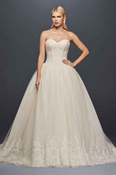 Elegant Strapless Long Truly Zac Posen Lace Corset Wedding Dress ZP341709