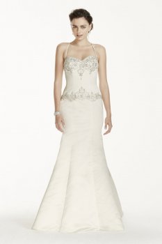 Spaghetti Strap Mermaid Gown with Crystal Detail Style V3758