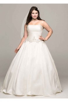 Strapless Mikado Ball Gown with Beaded Accents Style 9WG3630