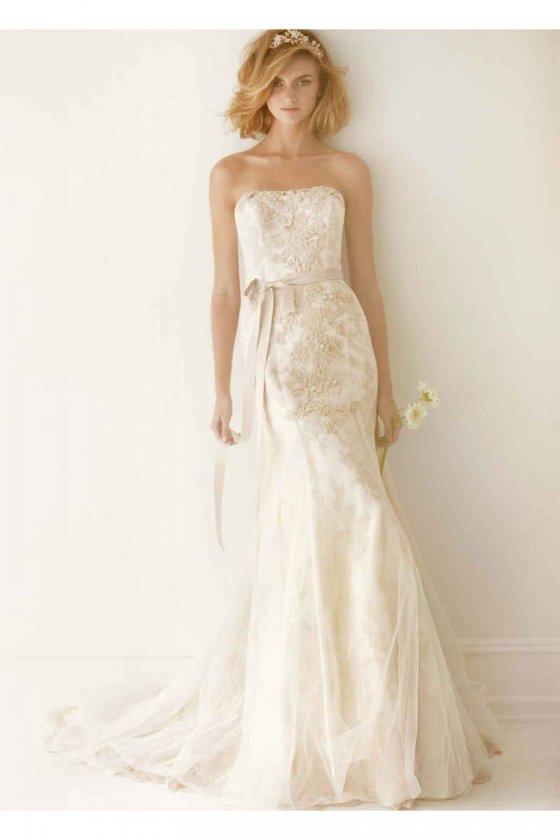 Lace Wedding Dress with Ruffle Train Style MS251052