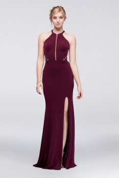 Sexy Illusion Cutouts Embellished Long Floor Length Jersey 1715P3827 Style Prom Gown
