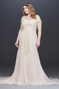 Layered Lace Swag Sleeve Plus Size Wedding Dress 4XL8MS251196