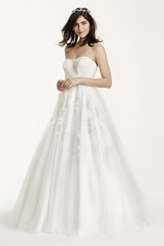 MK3666 Strapless Tulle Wedding Dress with Beading