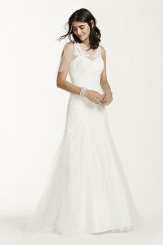 Illusion Neckline Gown with Deep V Illusion Back Style MK3718