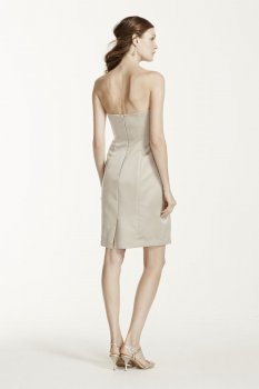 Strapless Satin Short Dress with Pleating Style F15103