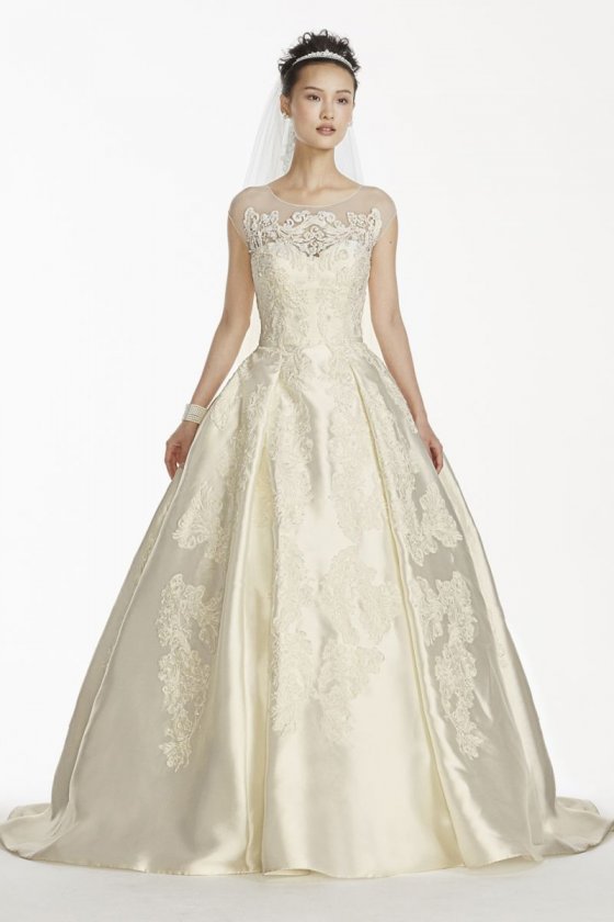 Cap Sleeve Mikado Wedding Dress Style CWG701