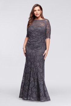 Long All Over Glitter Lace Mermaid Dress Style 21301DW