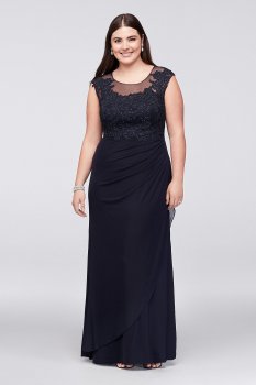 Plus Size 183088W Style Sleeveless Lace Appliqued Long Mother of the Bride Gown