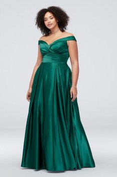 Pleated Off-the-Shoulder Plus Size Ball Gown J By Jovani J68789W