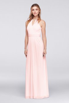 Modern New Coming W11046 Style Halter Keyhole Neck Long A-line Bridesmaid Dress