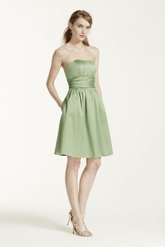 Cotton Sateen Short Strapless Ruched Dress Style 83312