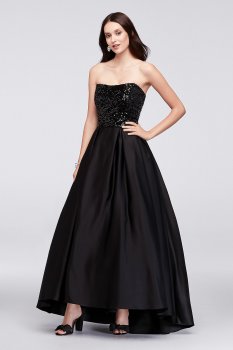 Shinning 40353D Style Long Sequined Satin Ball Gown