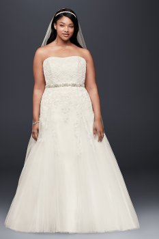 Strapless Tulle Wedding Gown with Beaded Appliques Style 9V3469