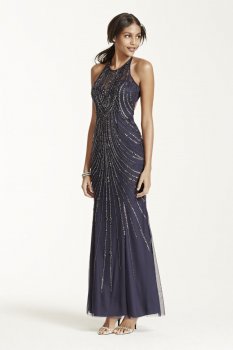 Open Back All Over Sequin Beaded Dress Style 50651D